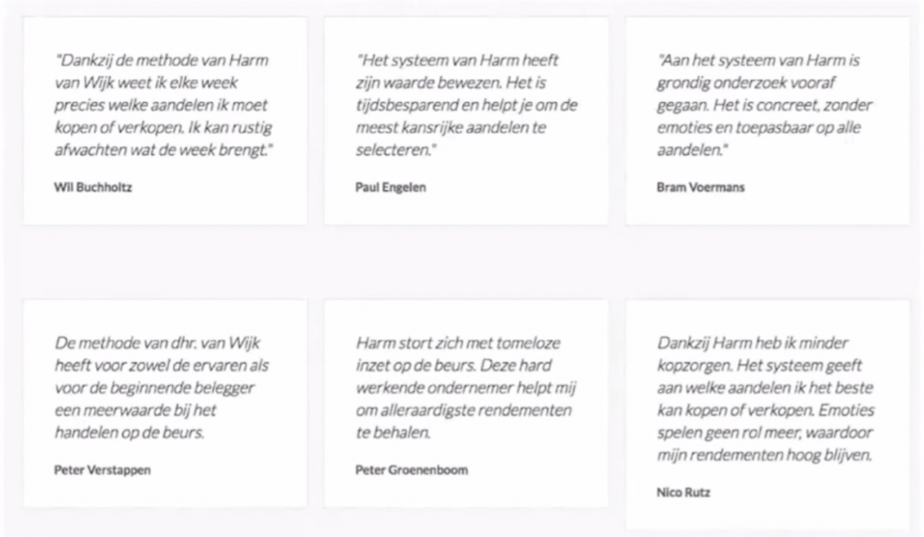 Op deze foto zie je reacties van de Trading Navigator Methode