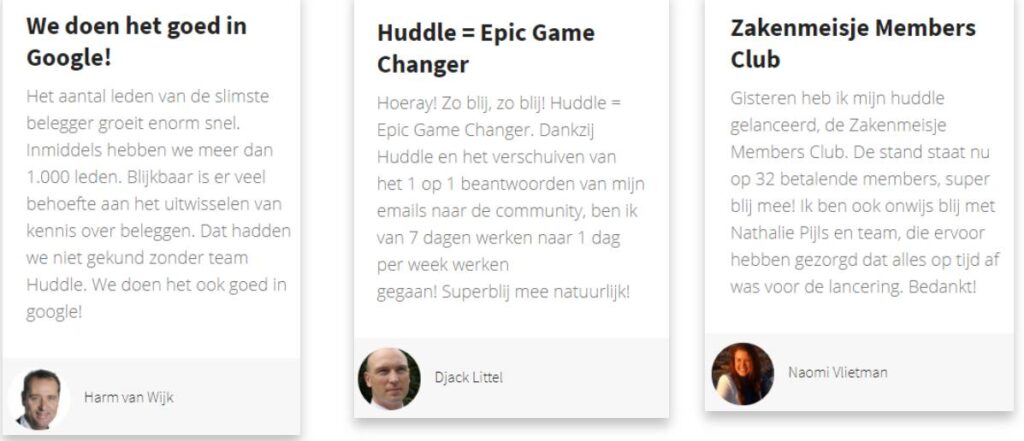 Op deze foto zie je huddle ervaringen