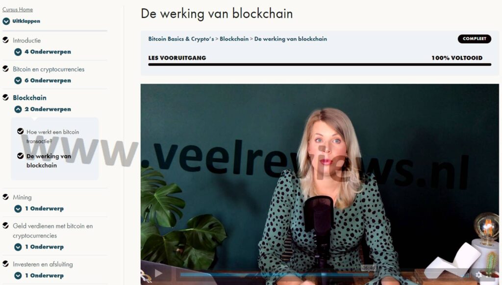 Op deze foto zien we hoofdstuk 3, video 12: De werking van Blockchain uit de Bitcoin Basics & Crypto’s cursus