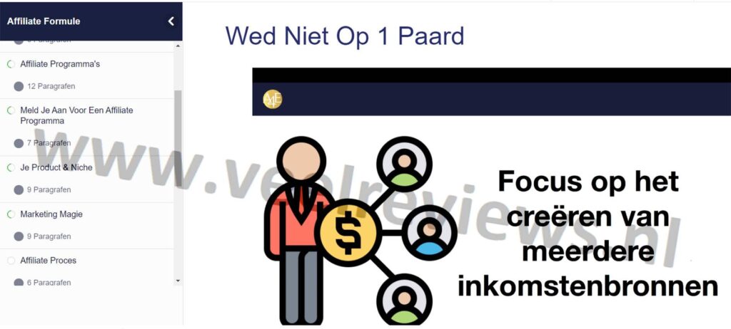 Op deze foto zien we module 4: Affiliate Programma's van de Affiliate Formule