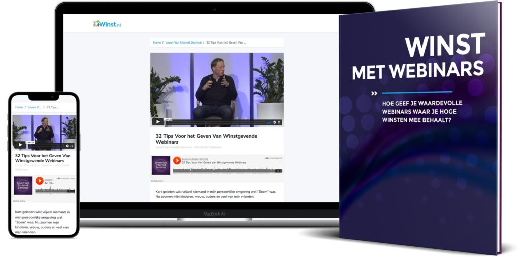 Op deze foto zie je Winst met webinairs masterclass, een coaching traject van Eelco de Boer