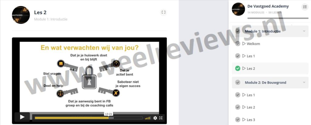 Op deze foto zie je module 1: Introductie van De Vrijheid Vastgoed