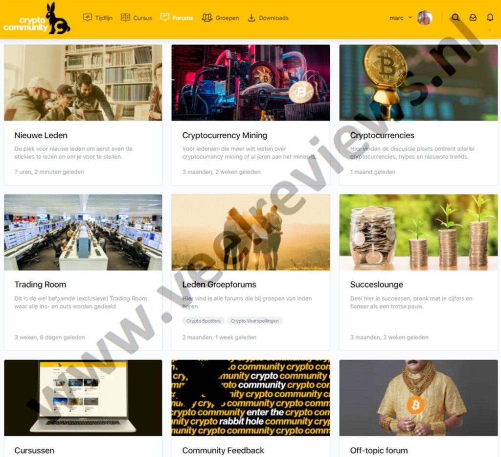 Op deze foto zie je de Cryptocommunity forum van de cursus Cryptocommunity