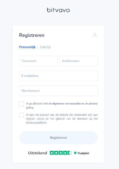 Op deze foto zie je aan het aanmelden bij bitvavo